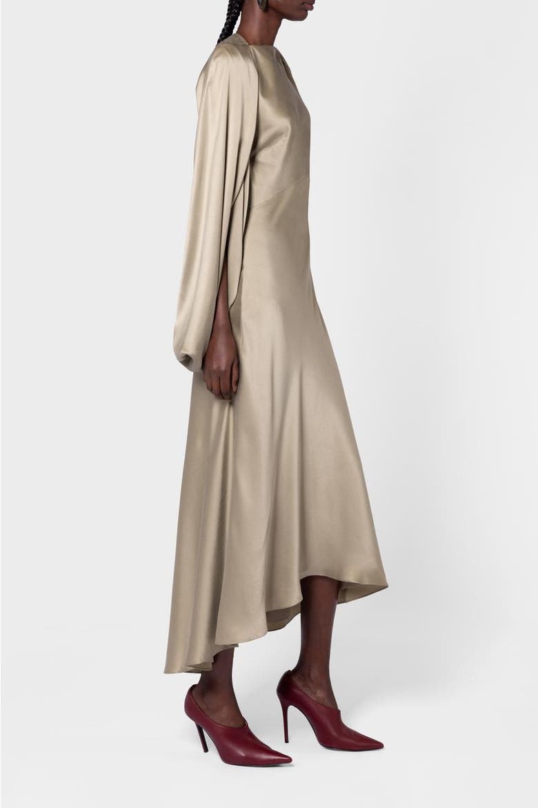 Koda Brushed Silk Midi Dress, Alternate, color, Poire