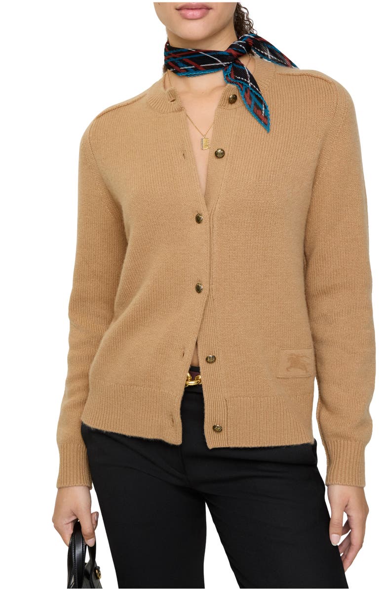 Burberry Cashmere Cardigan, Main, color, Butterscotch Brown