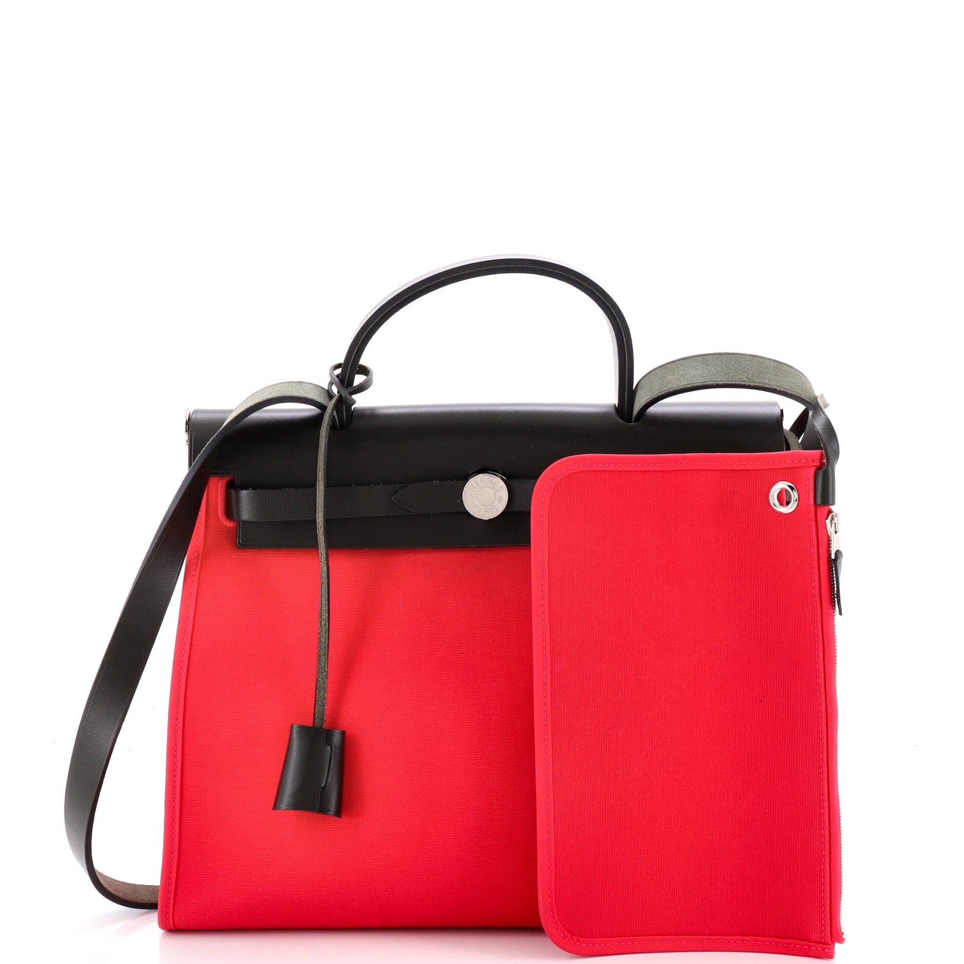 Pre-Owned Hermes Herbag Zip Leather and Toile 31, Alternate, color, Rose Extreme