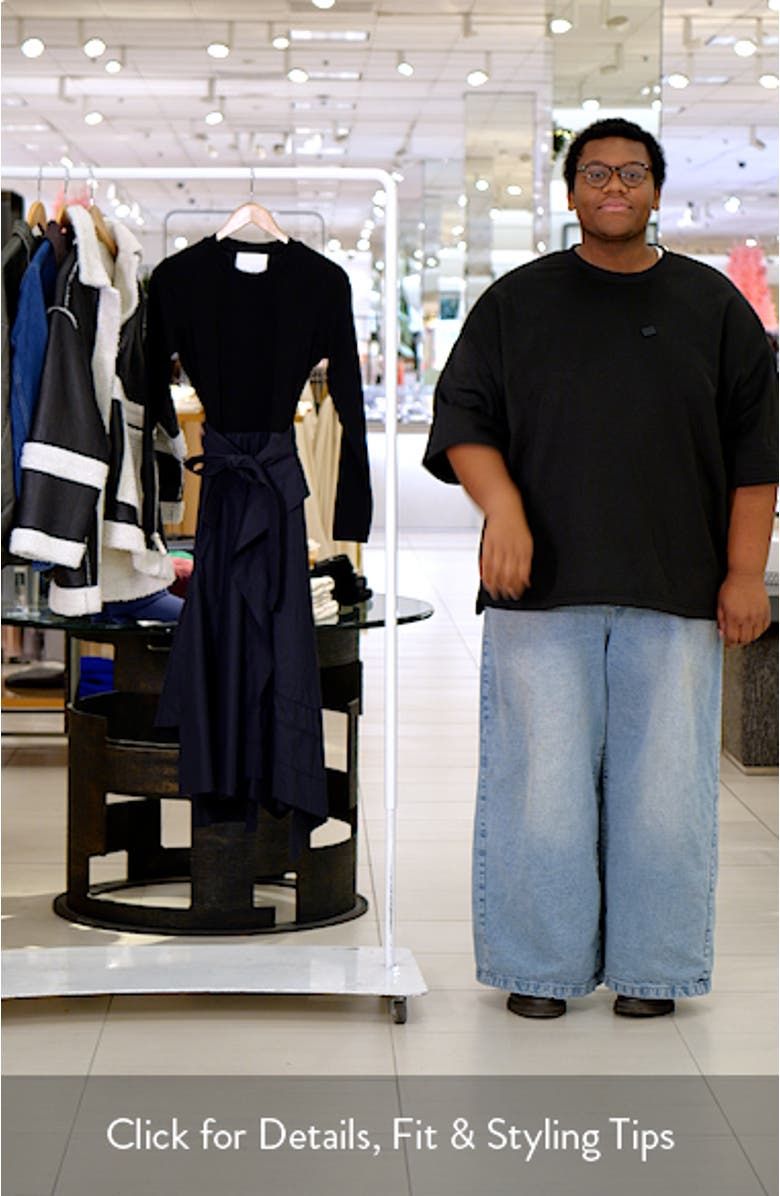 Mixed Media Long Sleeve Handkerchief Hem Cotton Blend Dress, sales video thumbnail