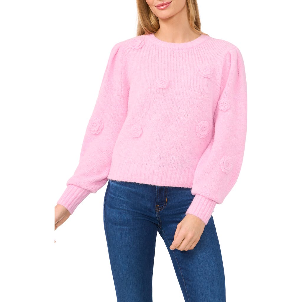 Cece Women's 3d Floral Applique Sweater In Corsage