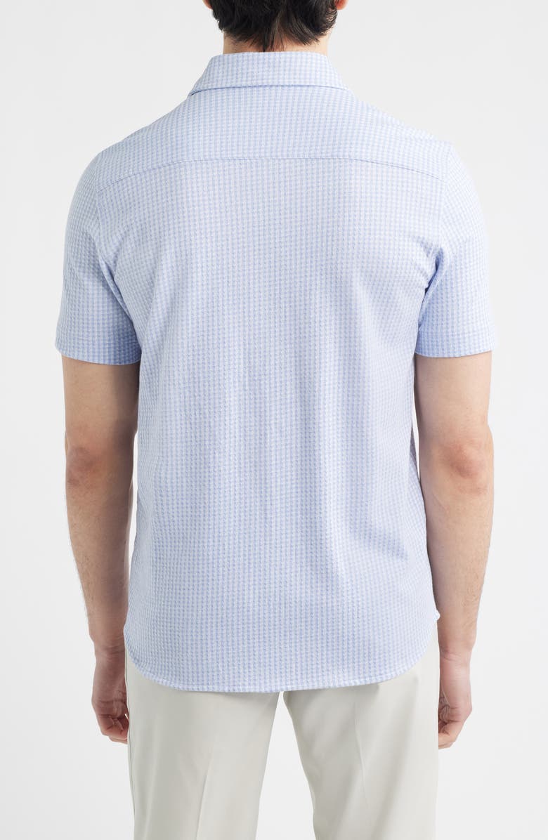 Johnston & Murphy Bennett Gingham Short Sleeve Button-Up Shirt, Alternate, color, Light Blue Gingham