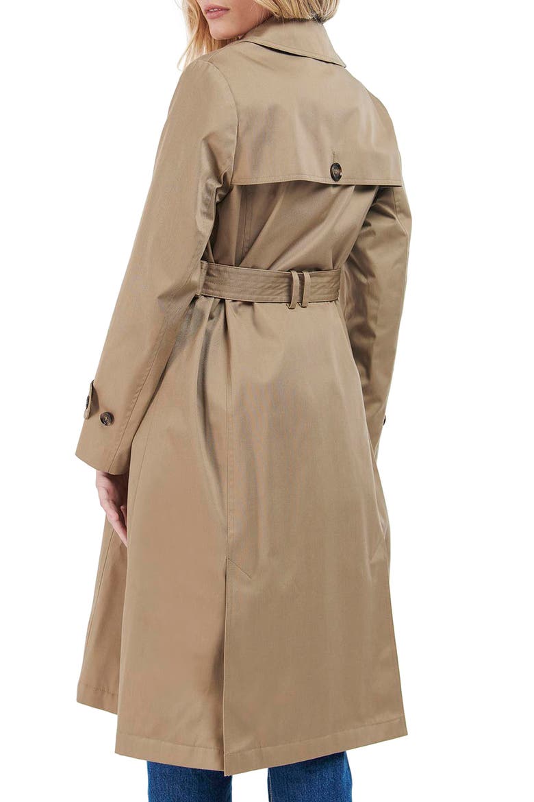 Greta Showerproof Belted Trench Coat, Alternate, color, ROSEWOOD/ ROSEWOOD TARTAN