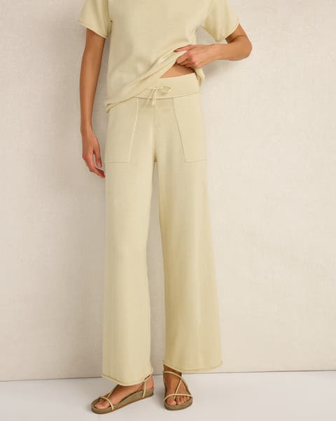 Cotton Knit Wide Leg Pants