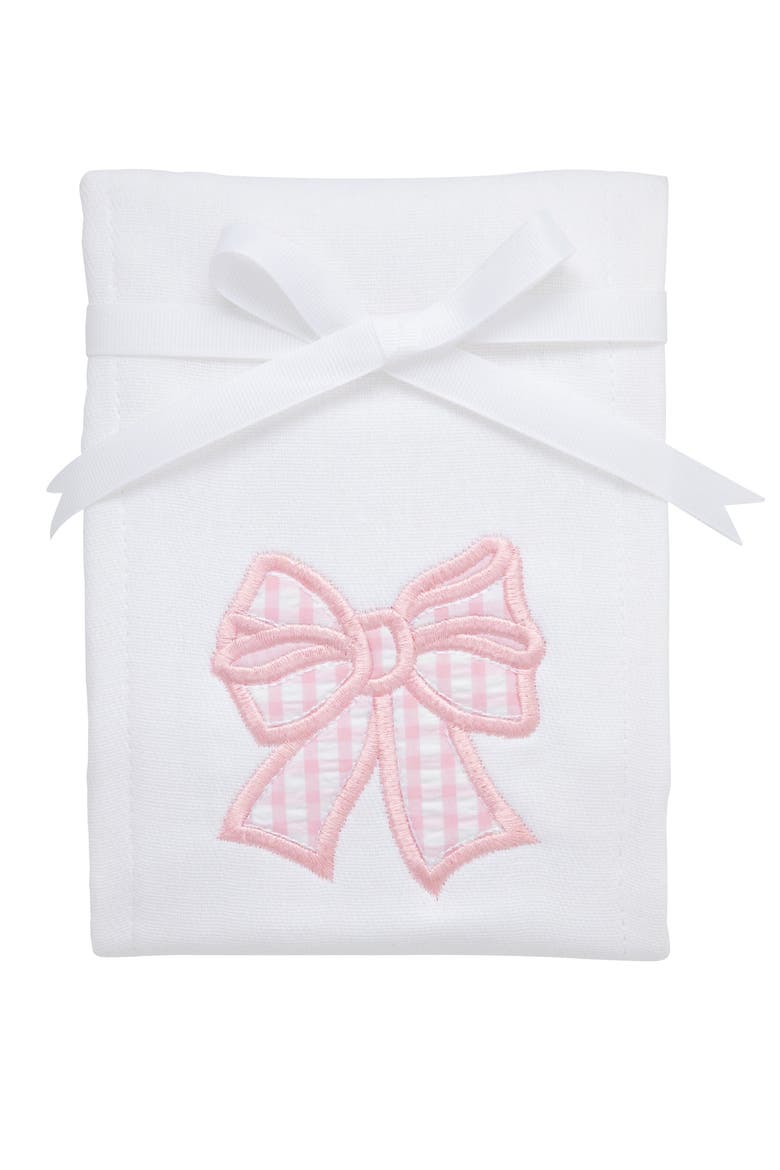 Pretty in Pink Applique Burp Cloth, Main, color, Pink Bow