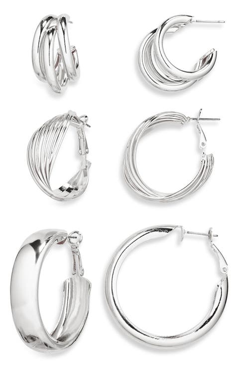 Set of 3 Assorted Hoop Earrings