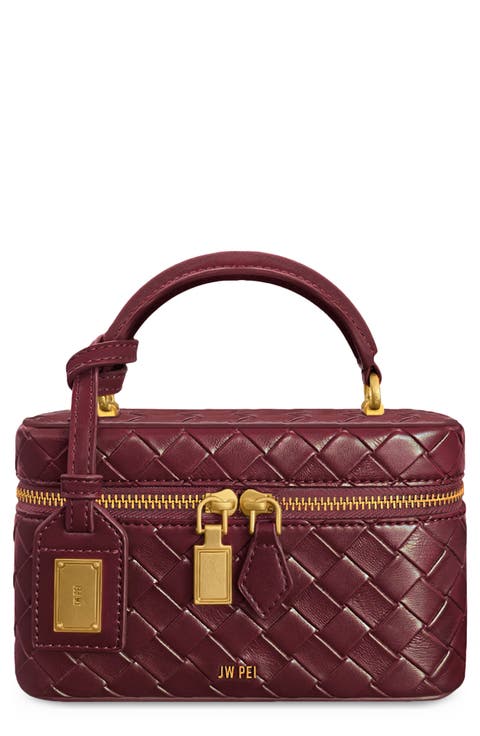 Cleo Woven Faux Leather Top Handle Bag