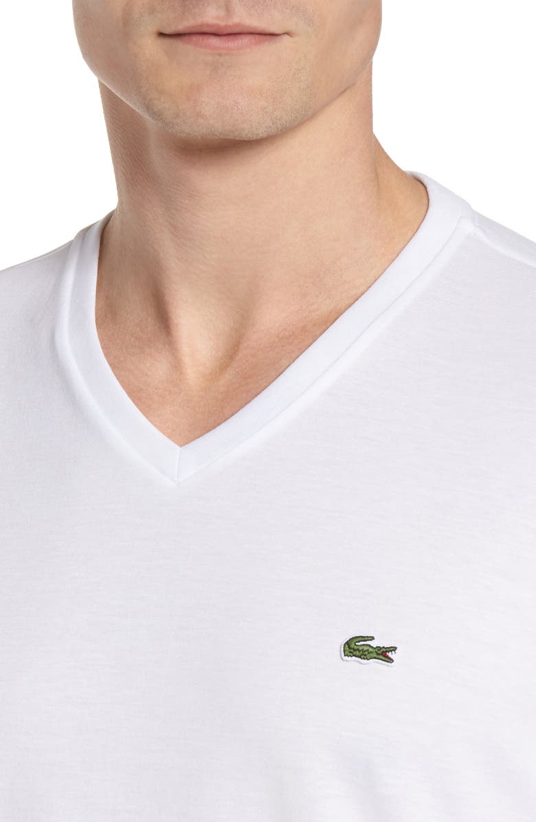 Lacoste Regular Fit V-Neck T-Shirt, Alternate, color, White