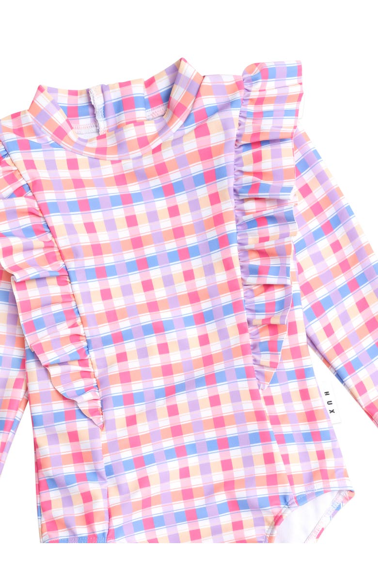 Huxbaby Scandi Frill Swimsuit Rainbow Check, Alternate, color, Multi