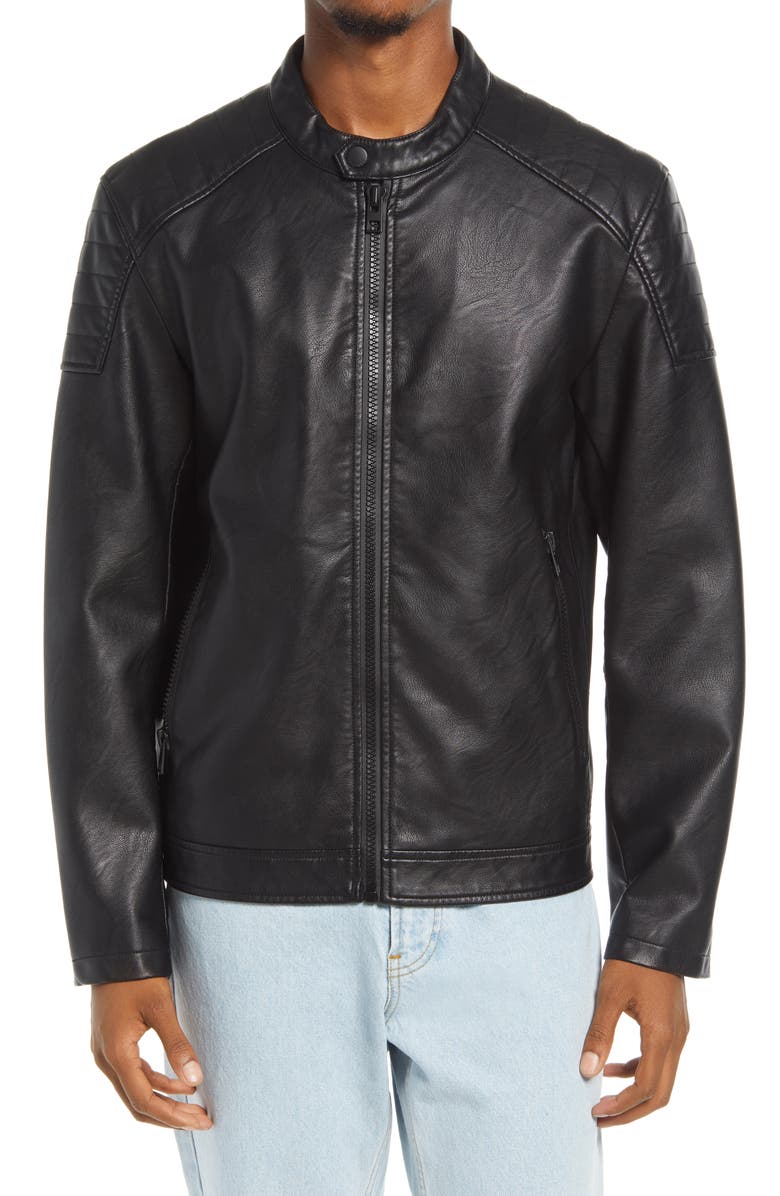 Tommy Hilfiger Quilted Detail Faux Leather Jacket, Alternate, color, 