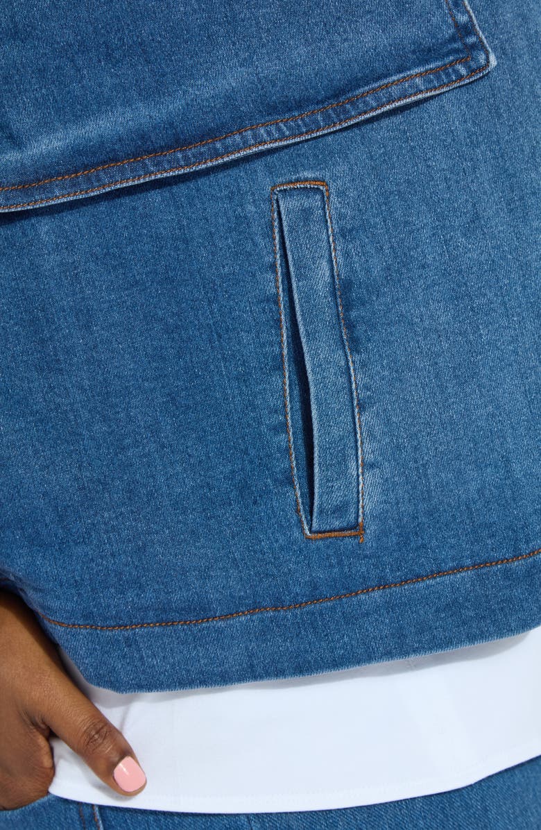 Lysse Jeanne Crop Trench Jacket, Alternate, color, Mid Wash