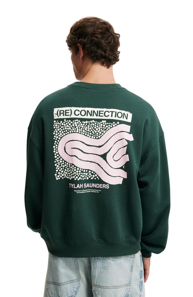 Cotton On Tylah Saunders Box Fit Crew Sweater, Alternate, color, Pineneedle Green (Re)