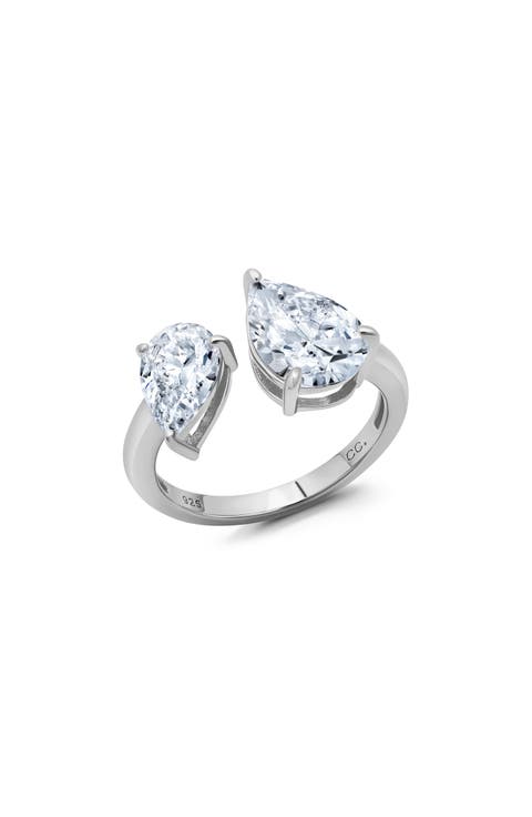 Up & Down Pear Cut Cubic Zirconia Open Band Ring