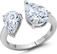 Crislu Up & Down Pear Cut Cubic Zirconia Open Band Ring