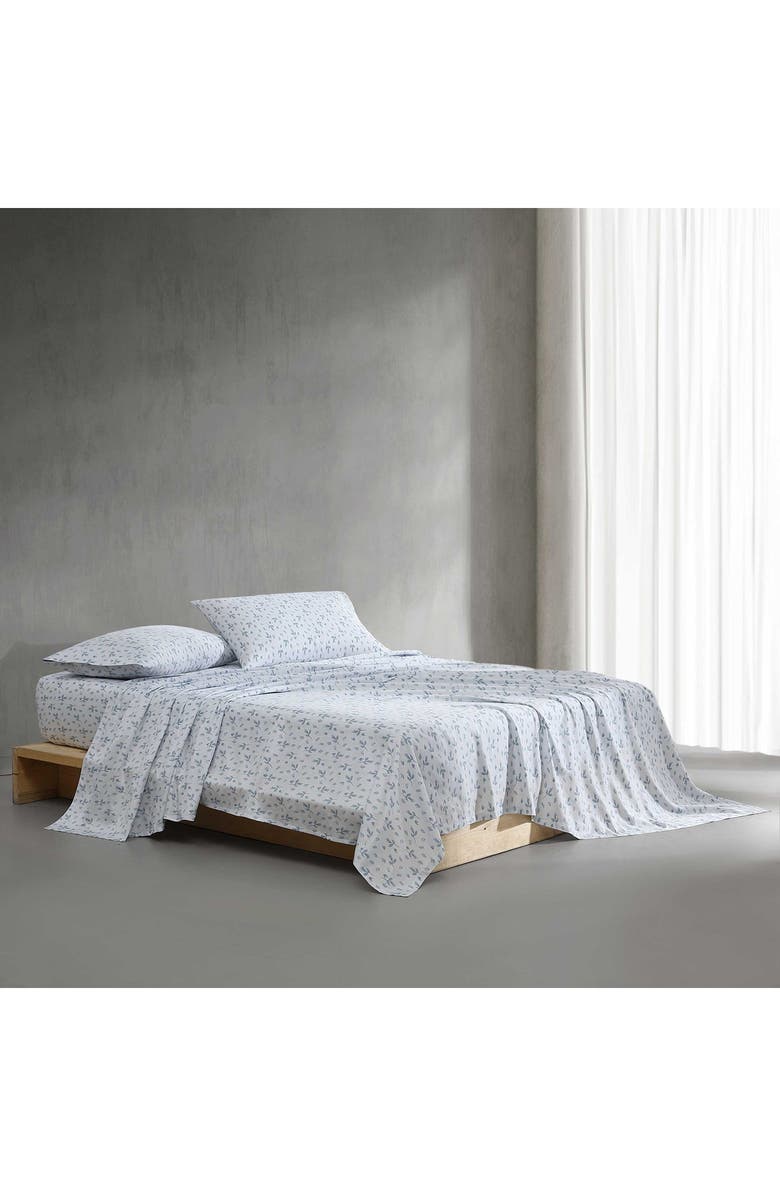 Calvin Klein Falling Petals 300 Thread Count Sateen Sheet Set, Alternate, color, Pale Grey/ Blue