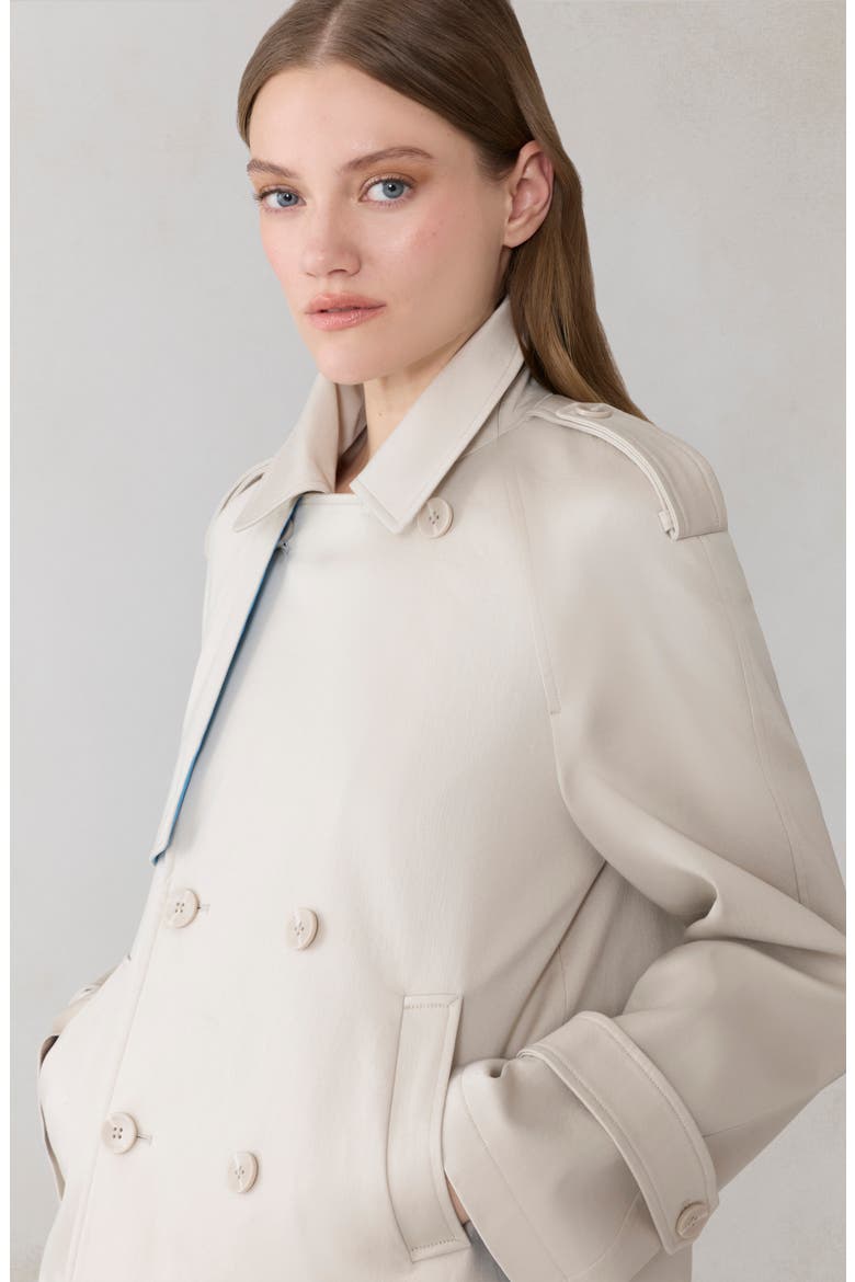 Juliette Short Stretch Cotton & Nylon Trench Coat, Alternate, color, LIGHT OAK