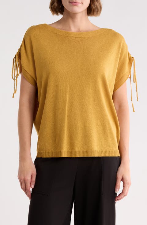 Ruched Tie Sleeve Sweater