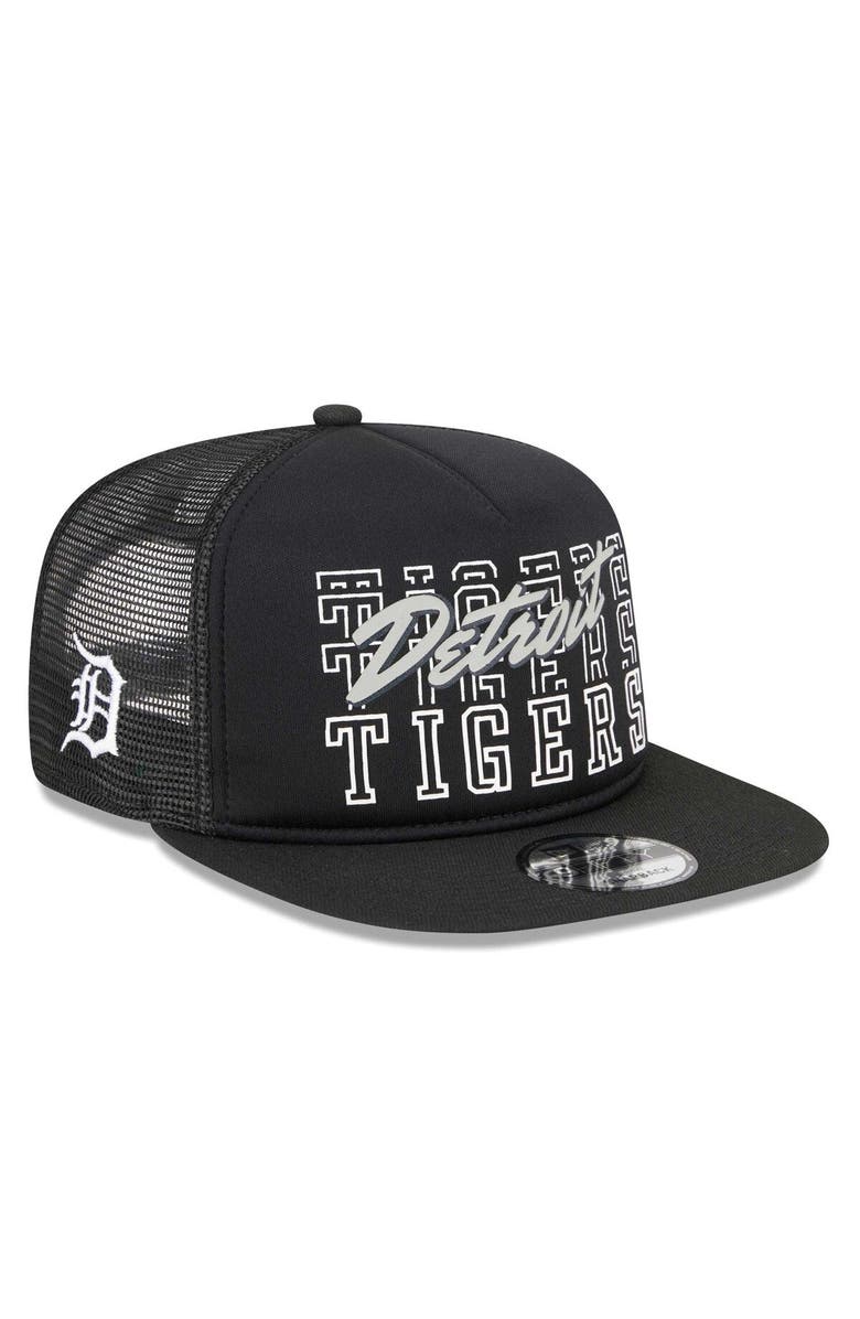New Era Men's New Era Black Detroit Tigers  Street Team A-Frame Trucker 9FIFTY Snapback Hat, Main, color, Black