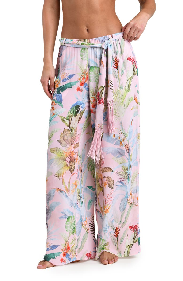 L'AGENCE Colorful Palms Cover-Up Pants, Alternate, color, Pink Multi