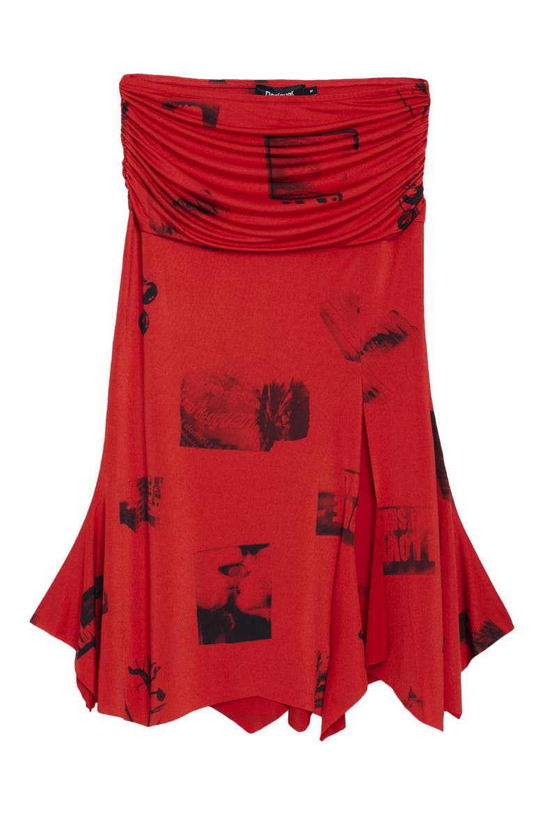 Ruched Handkerchief Hem Skirt, Alternate, color, ORANGE RED