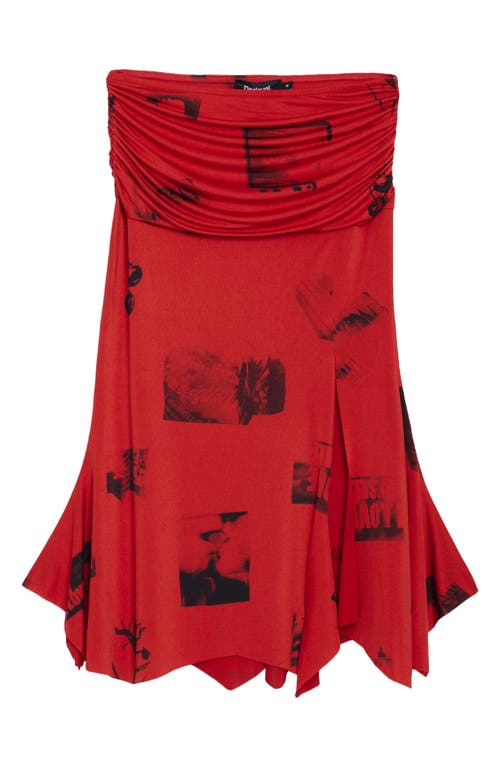 Desigual Collage Skirt With Turned Waist In Red