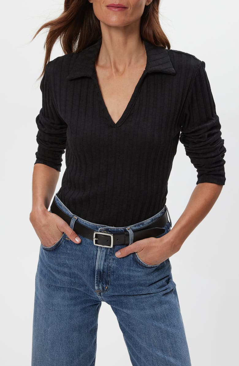 Michael Stars Liyah Long Sleeve Top, Alternate, color, Black