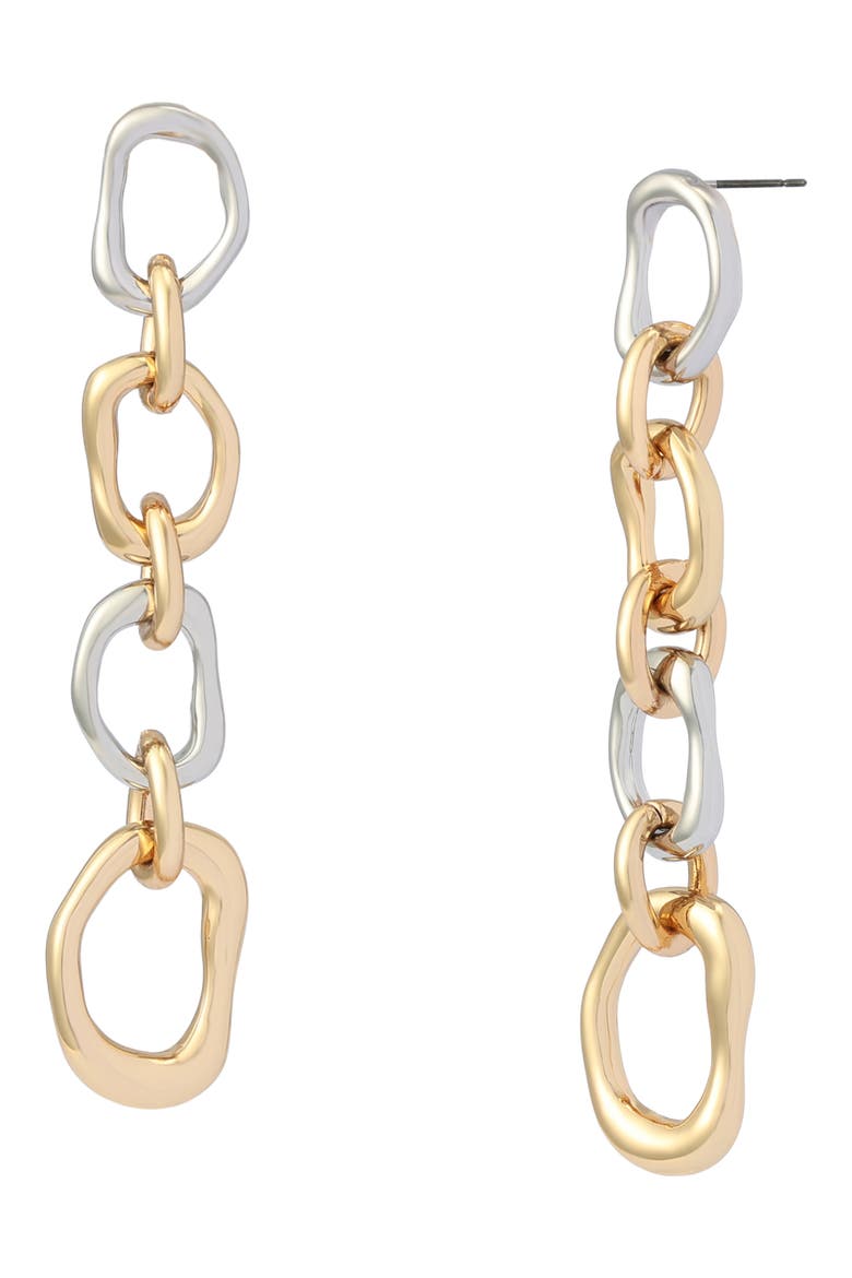 Linear Link Earrings, Main, color, TWO TONE