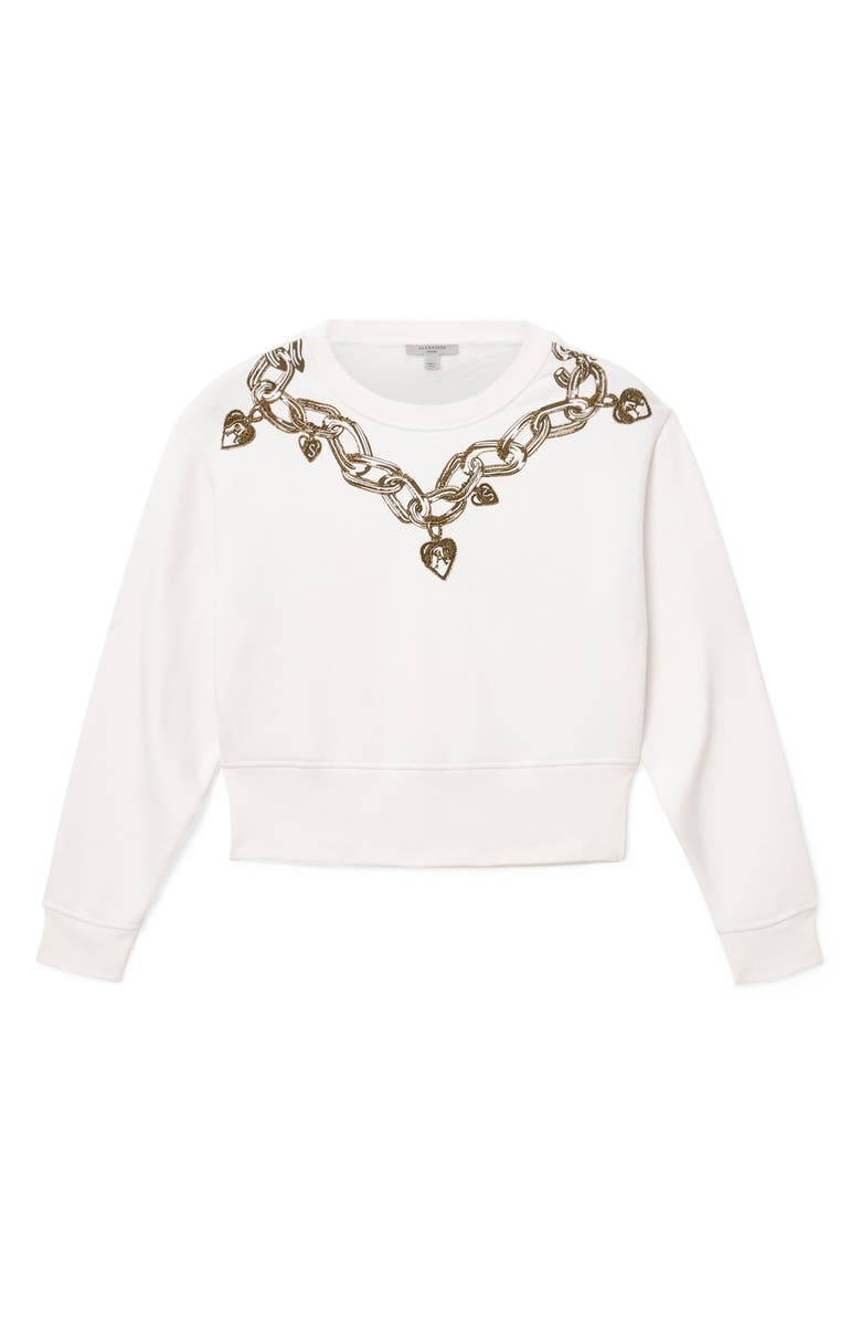 AllSaints Drip Separo Locket Graphic Cotton Blend Sweatshirt, Alternate, color, Optic White