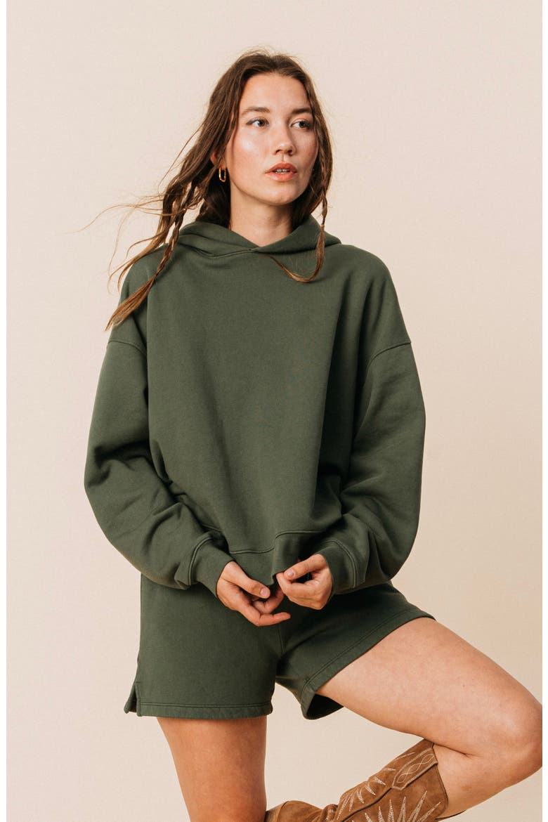 Women's Organic Cotton Teddy Oversized Hoodie, Main, color, Spruce