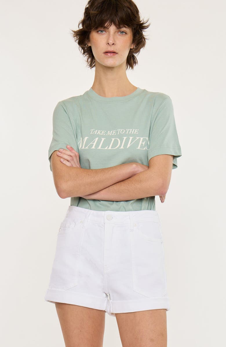 KanCan Clara High Rise Mom Shorts, Alternate, color, White