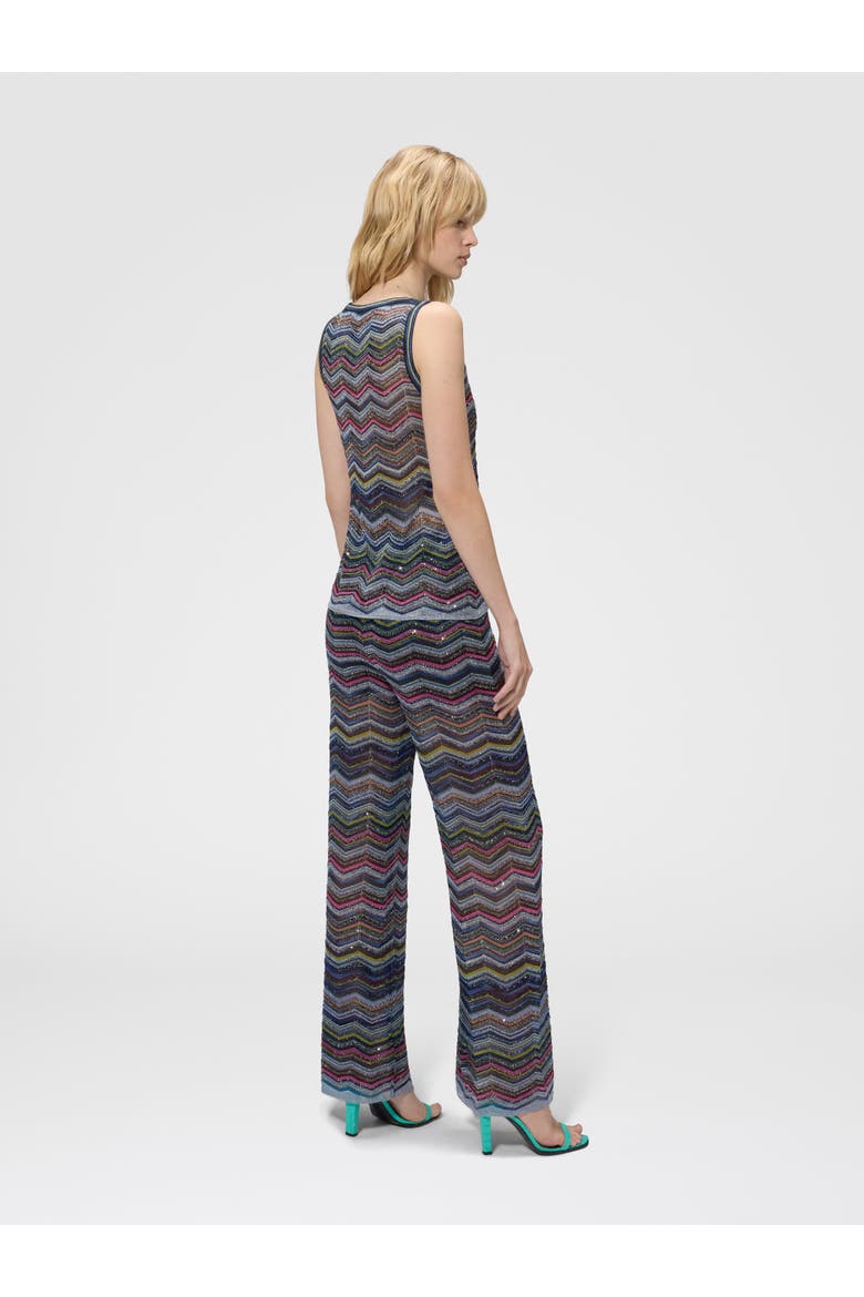 Chevron Palazzo Trousers With Sequins, Alternate, color, Multicoloured