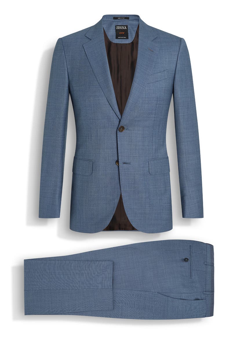 Plaid Centoventimila Wool Suit, Alternate, color, BR BLU CK