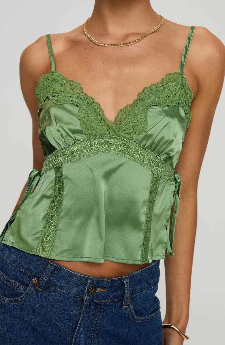 Princess Polly Isolind Satin Lace Trim Camisole, Alternate, color, 