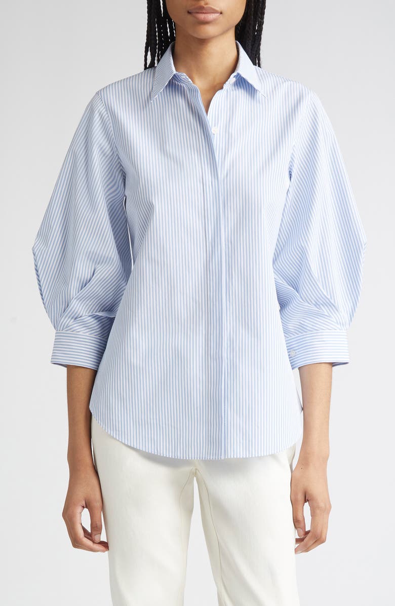 Lafayette 148 New York Balloon Sleeve Slim Blouse, Main, color,