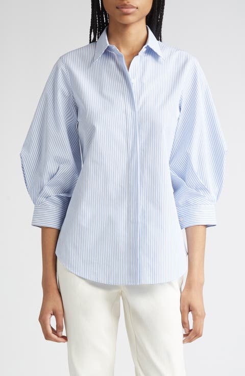 Balloon Sleeve Slim Blouse