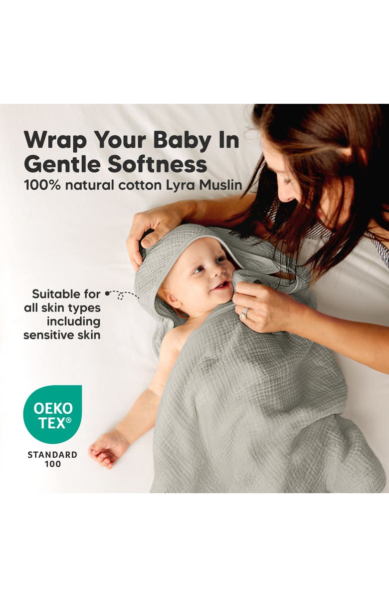 KeaBabies 2-Pack Lyra Muslin Hooded Towels, Alternate, color, Graphite
