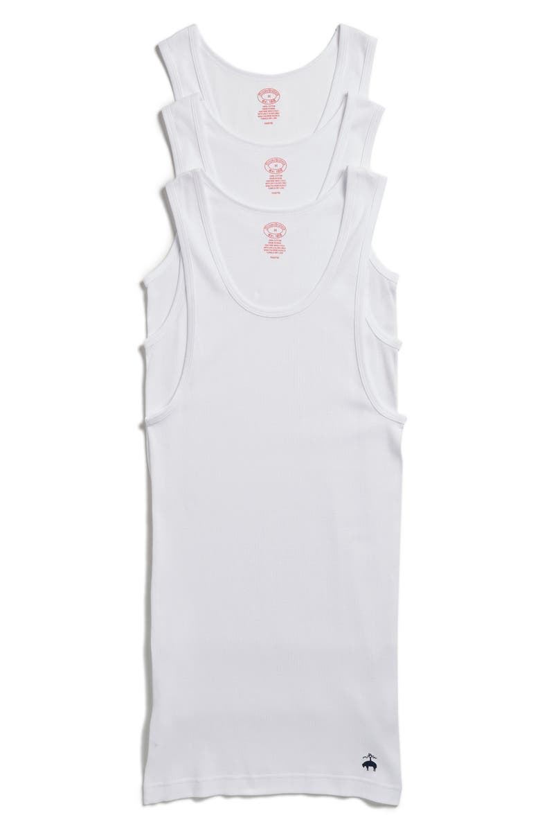 Brooks Brothers 3-Pack Cotton Tank Undershirts, Main, color, White