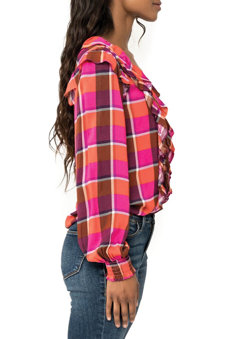 Plaid Ruffle Shirt, Alternate, color, PINK PLAID