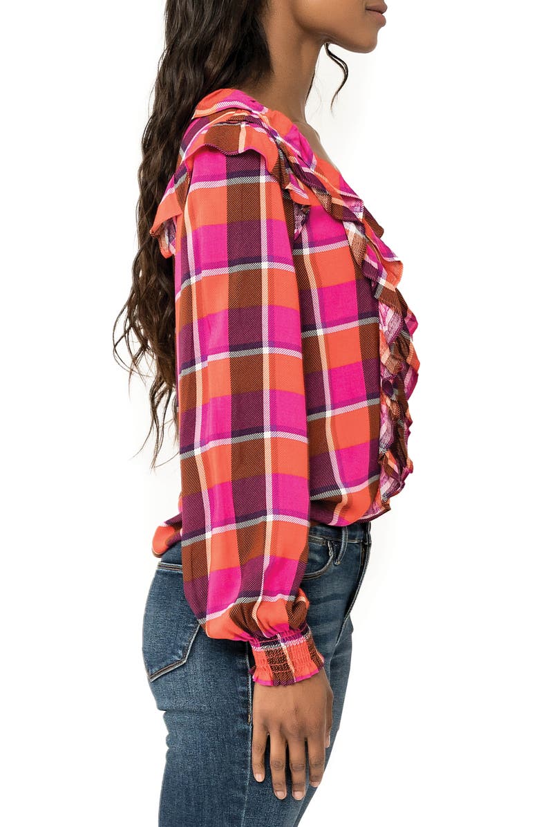 GIBSONLOOK Plaid Ruffle Shirt, Alternate, color, Pink Plaid