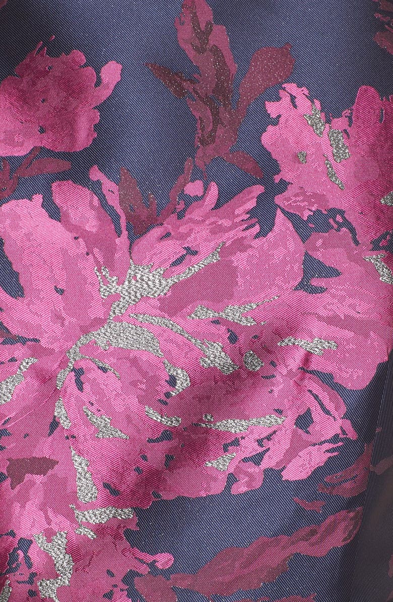 Eliza J Belted Metallic Jacquard Fit & Flare Dress, Alternate, color,