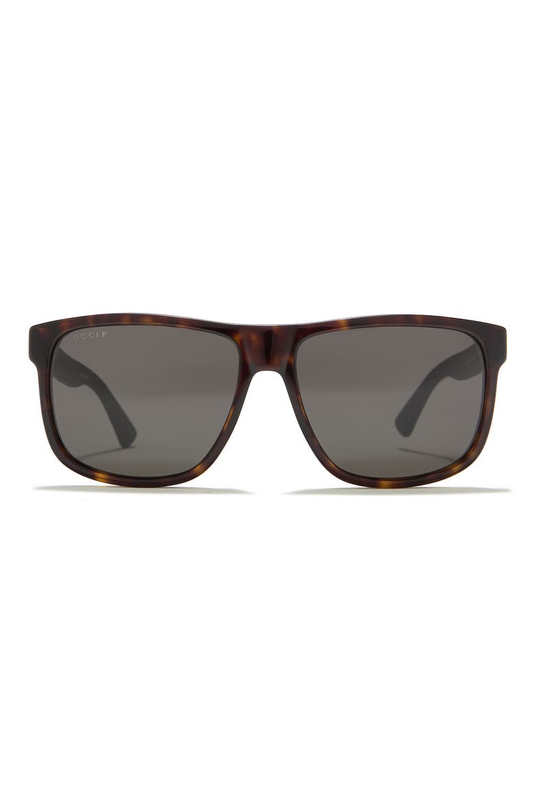 58mm Square Sunglasses, Main, color, DARK HAVANA
