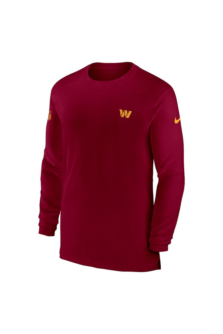 Men's Nike Burgundy Washington Commanders Sideline Coach Performance Long Sleeve T-Shirt, Alternate, color, Burgundy