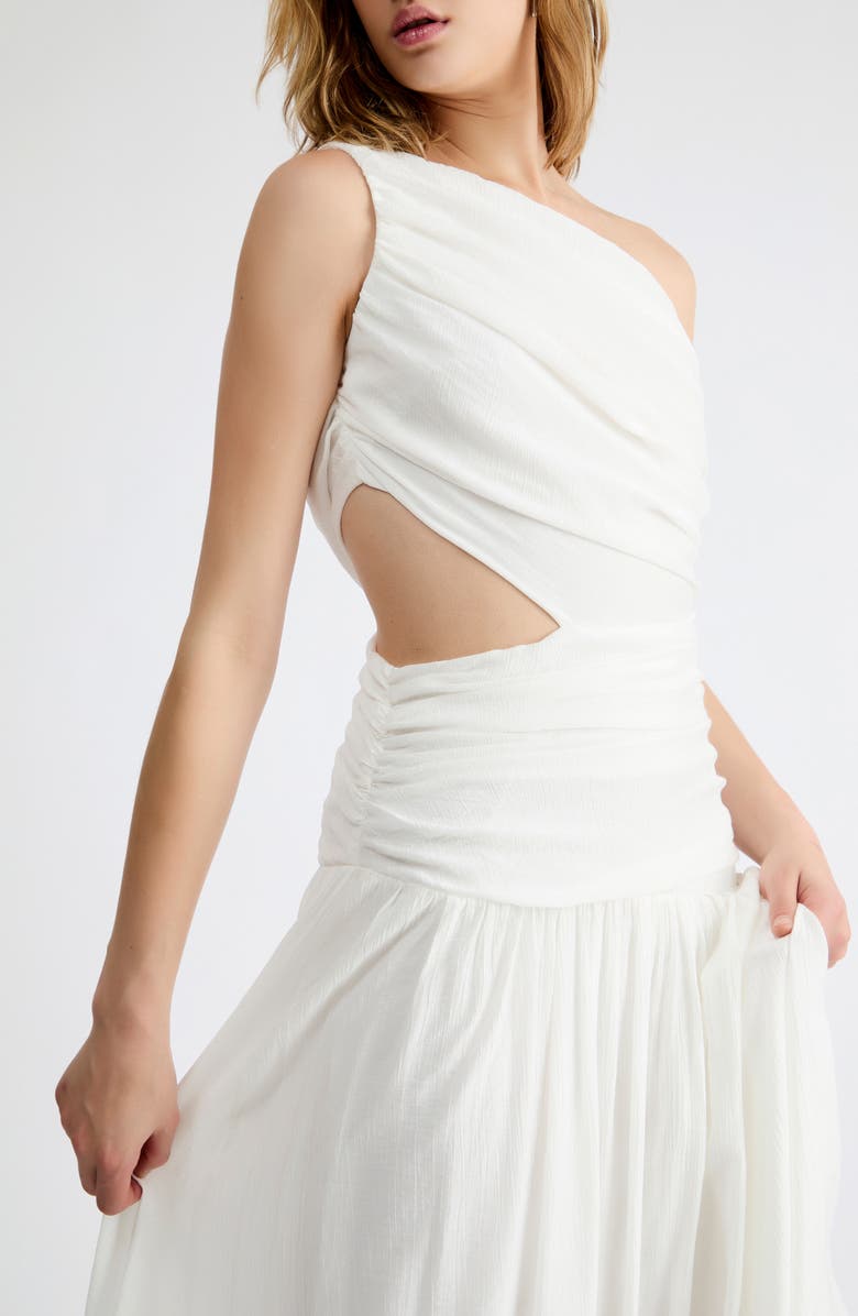 Extro & Vert Delilah One-Shoulder Cutout Detail Draped Maxi Dress, Alternate, color, White