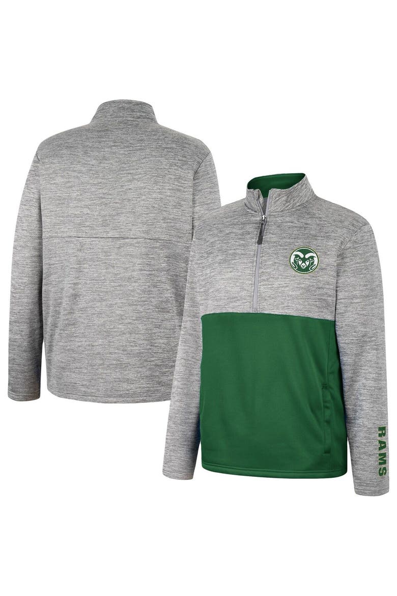 Men's Colosseum Gray Colorado State Rams John Half-Zip Jacket, Main, color, Heather Gray