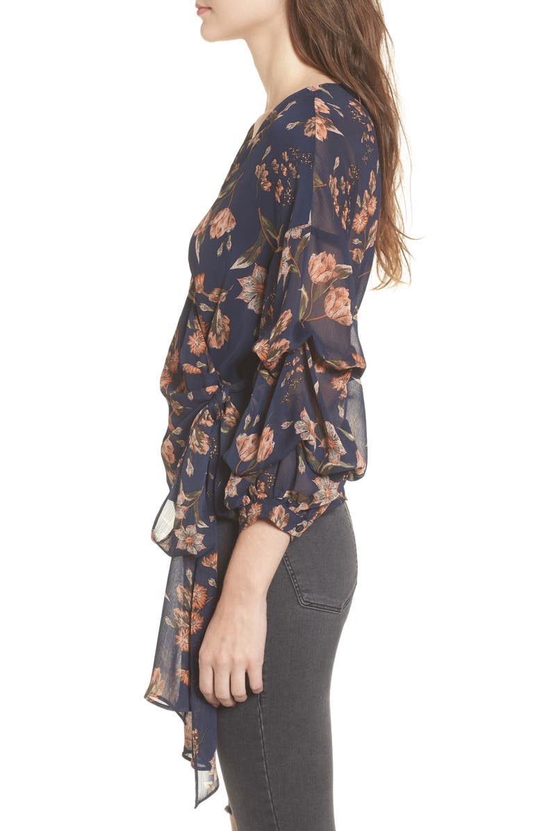 ASTR the Label Ruffle Sleeve Wrap Top, Alternate, color, 