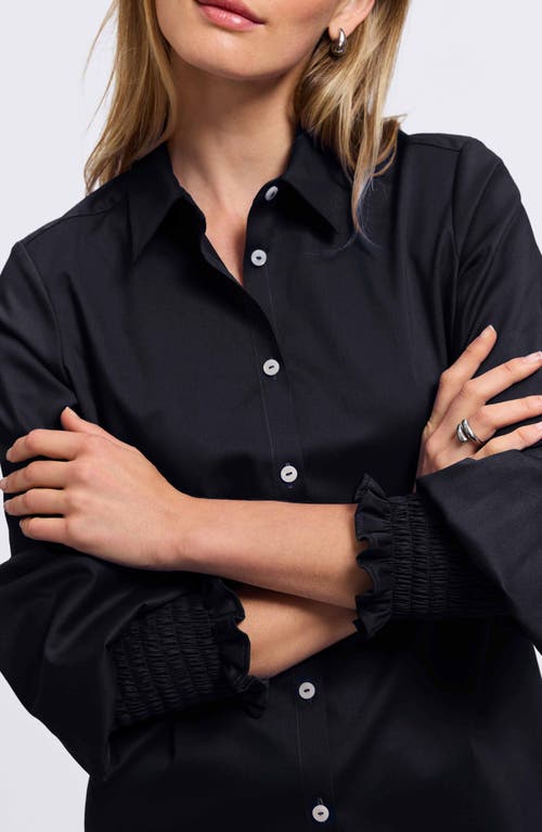 Foxcroft Avril Matte Sateen Button-up Shirt In Black