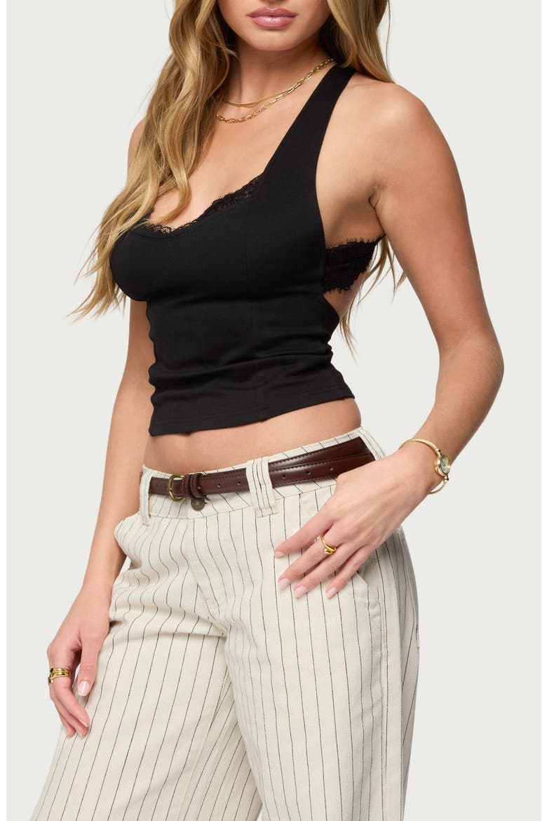 Ranata Lacey Crossback Crop Top, Alternate, color, BLACK