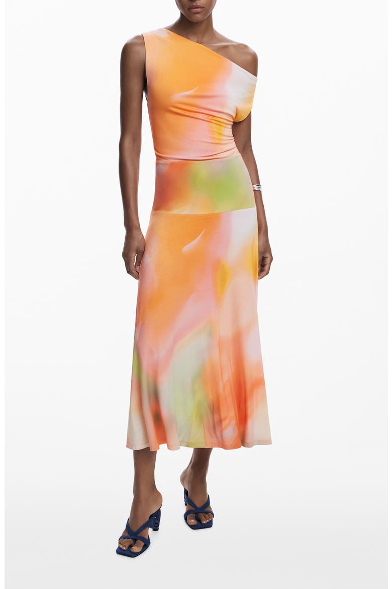 One-Shoulder Midi Dress, Main, color, PINK