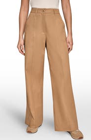 Donna Karan New York Pintuck High Waist Cotton Wide Leg Pants