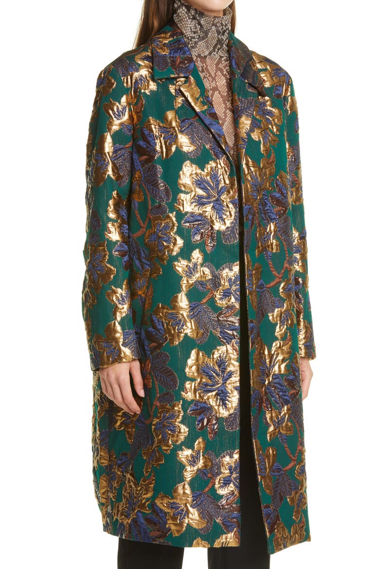 Rolta Matelassé Three-Quarter Coat, Alternate, color, BOTTLE